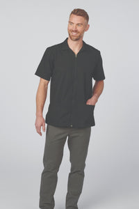 Men's Essential Zip-Front Service Shirt - Black