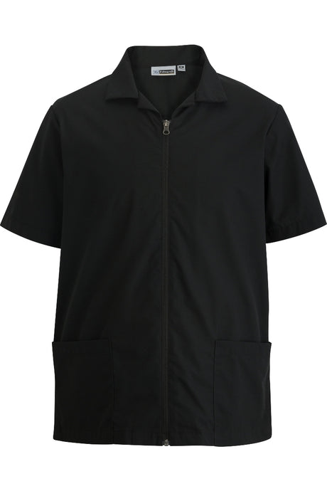 Men's Essential Zip-Front Service Shirt - Black