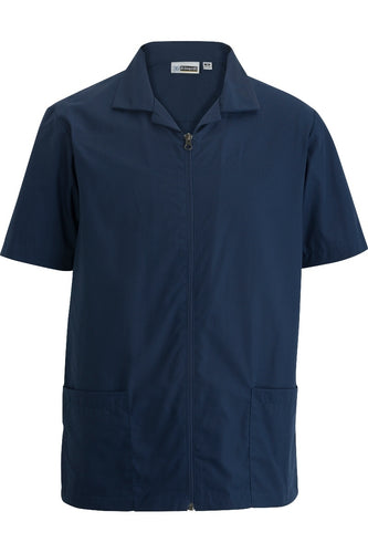 Men's Essential Zip-Front Service Shirt - Navy