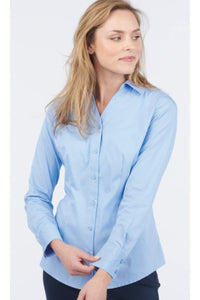 Ladies' Stretch Broadcloth Long Sleeve Blouse - French Blue