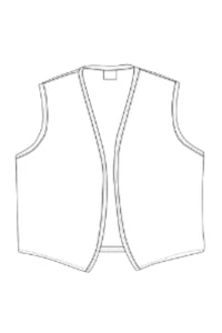 White No Buttons Unisex Vest with No Pockets