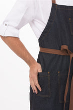 Load image into Gallery viewer, Memphis Indigo Blue Denim Chefs Bib Apron