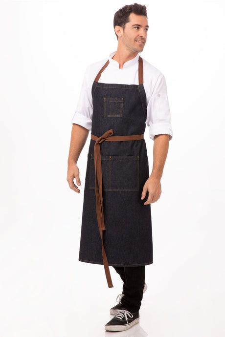 Memphis Indigo Blue Denim Chefs Bib Apron