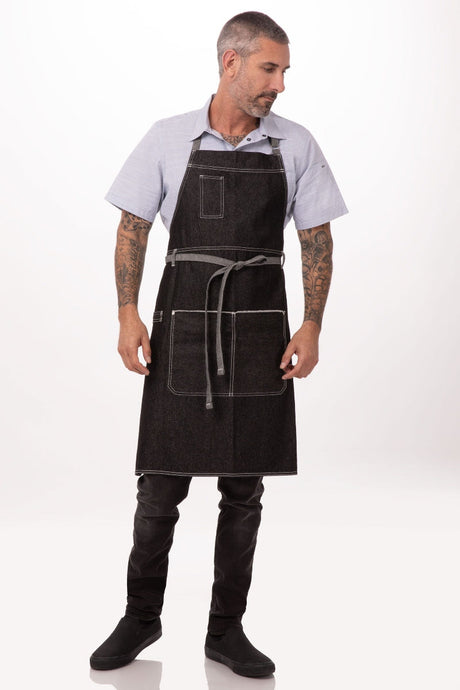 Bronx Black Denim Bib Apron