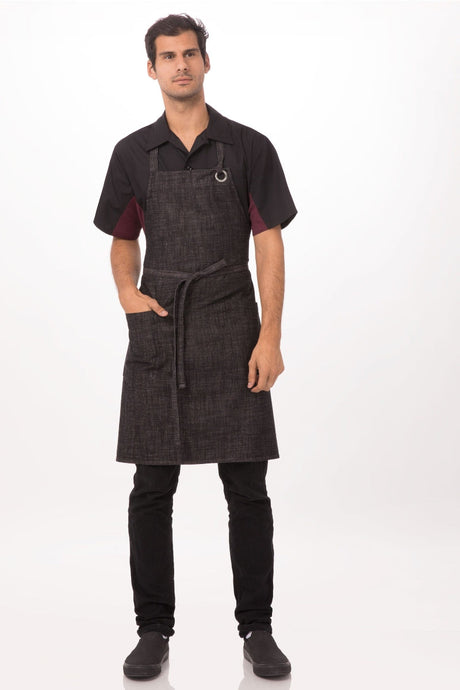 Corvallis Black & Burgundy Bib Apron