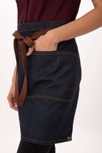 Load image into Gallery viewer, Memphis Indigo Blue Denim Half Bistro Apron