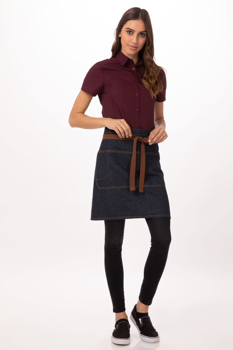 Memphis Indigo Blue Denim Half Bistro Apron