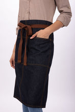 Load image into Gallery viewer, Memphis Indigo Blue Denim Bistro Apron