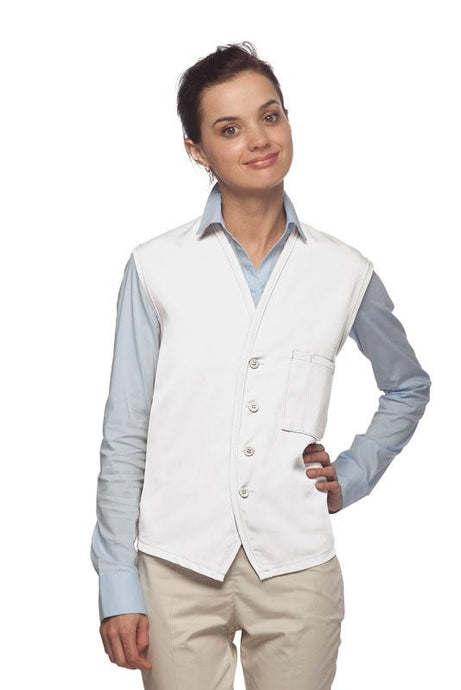 Cardi / DayStar White 4-Button Unisex Vest with 1 Pocket