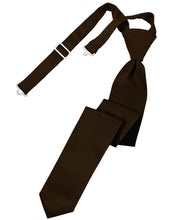 Load image into Gallery viewer, Cardi Pre-Tied Chocolate Luxury Satin Skinny Necktie