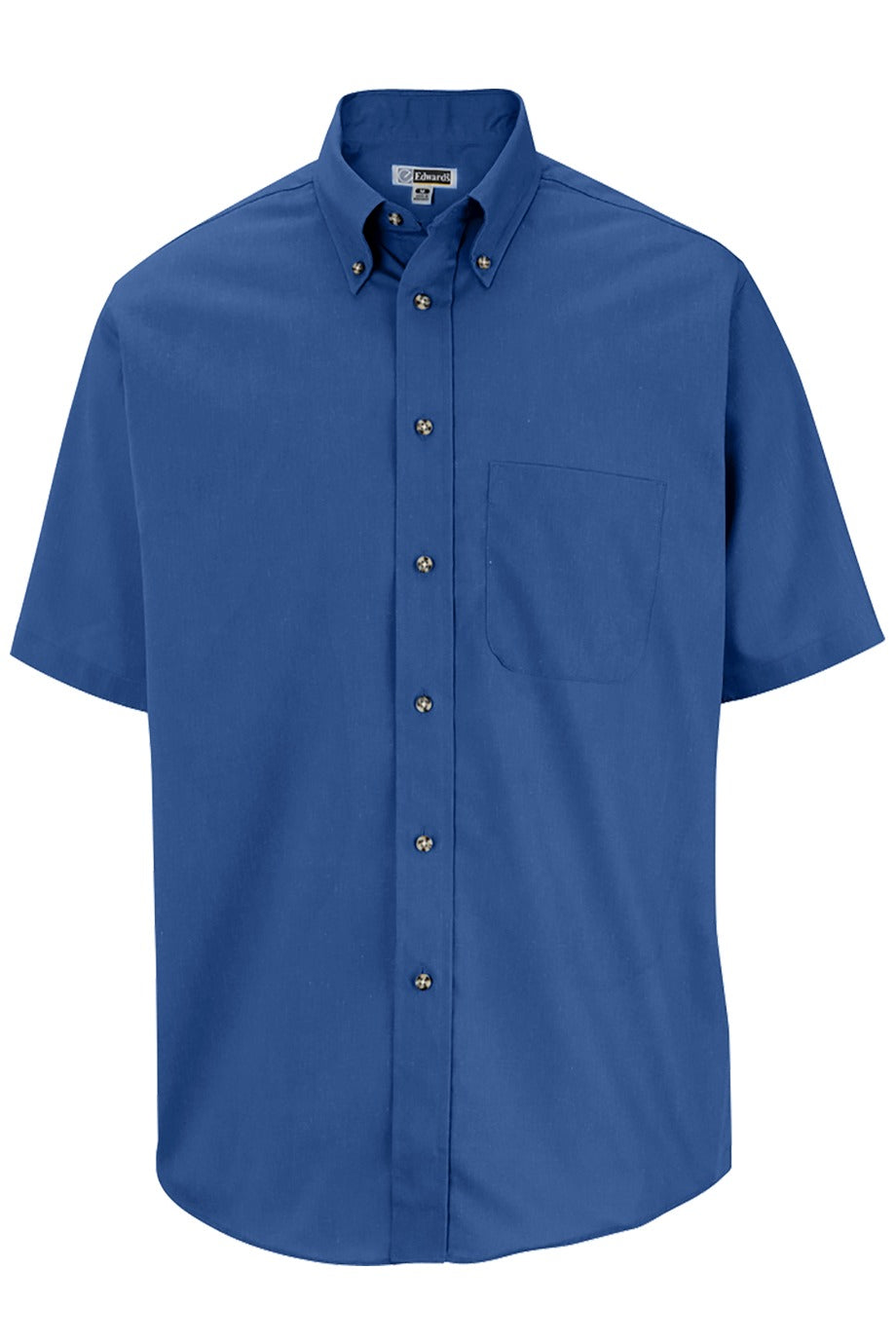 Edwards Men's French Blue Easy Care Short Sleeve Poplin Shirt