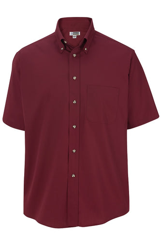 Edwards Men's Wine Easy Care Short Sleeve Poplin Shirt