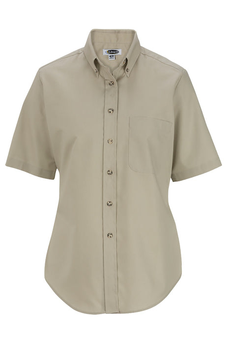 Edwards Women's Tan Easy Care Short Sleeve Poplin Shirt