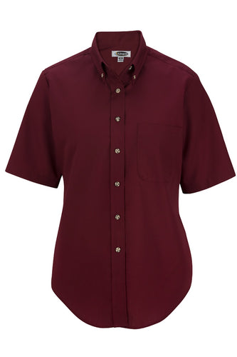 Edwards Women's Wine Easy Care Short Sleeve Poplin Shirt