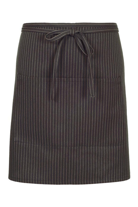 Fame Charcoal Pinstripe Half Bistro Apron (2 Patch Pockets)