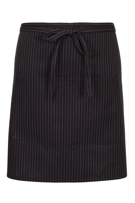 Fame Black & Grey Pinstripe Half Bistro Apron (2 Patch Pockets)