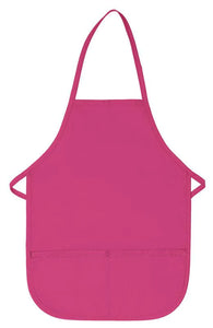 Cardi / DayStar Hot Pink Kid's XL Bib Apron (2 Pockets)