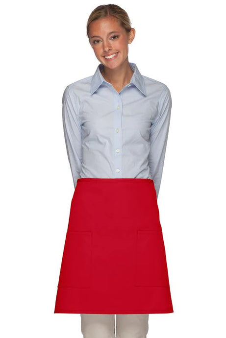 Cardi / DayStar Red Half Bistro Apron (2 Patch Pockets)