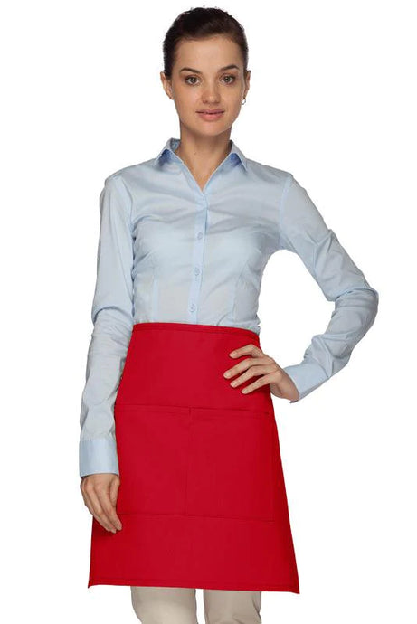 Cardi / DayStar Red Half Bistro Apron (2 Pockets)