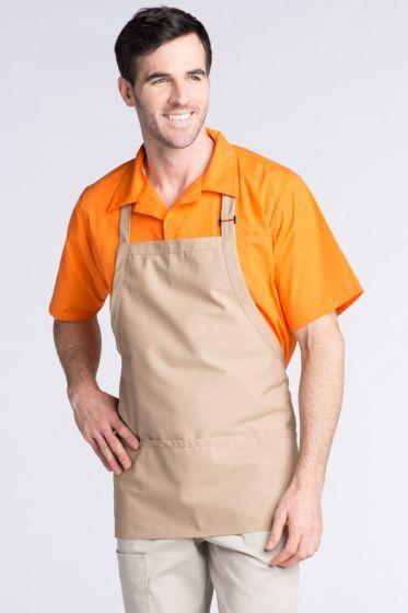 Uncommon Threads Khaki Bib Adjustable Apron (3 Pockets)