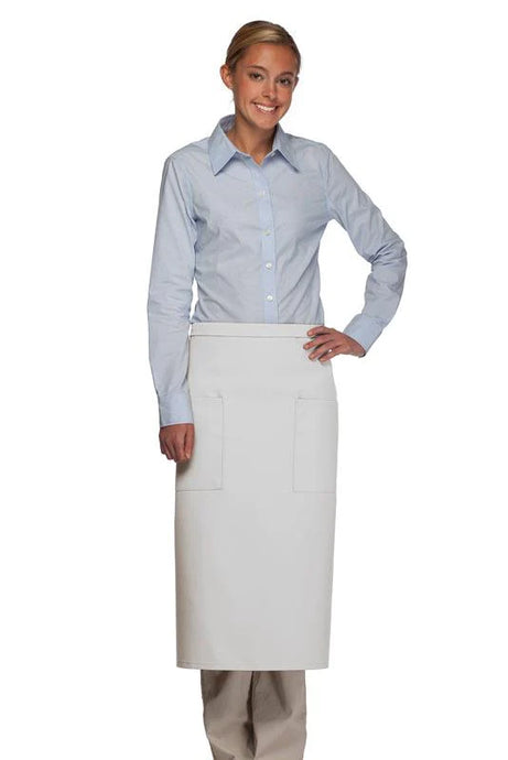 Cardi / DayStar White Full Bistro Apron (2 Pockets)